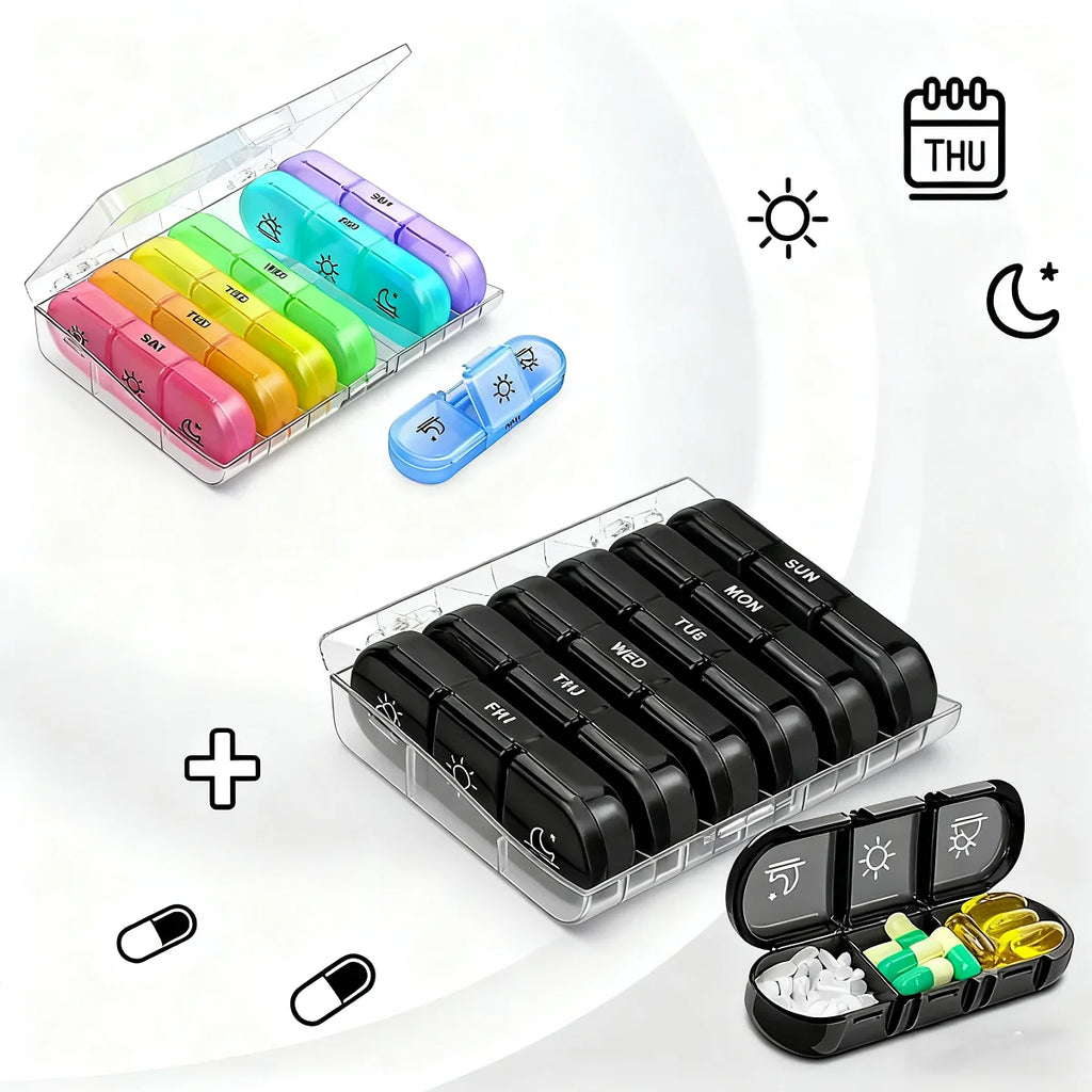 7-Day Pill Organizer with 21 Compartments – 3 Times Daily Medication Case