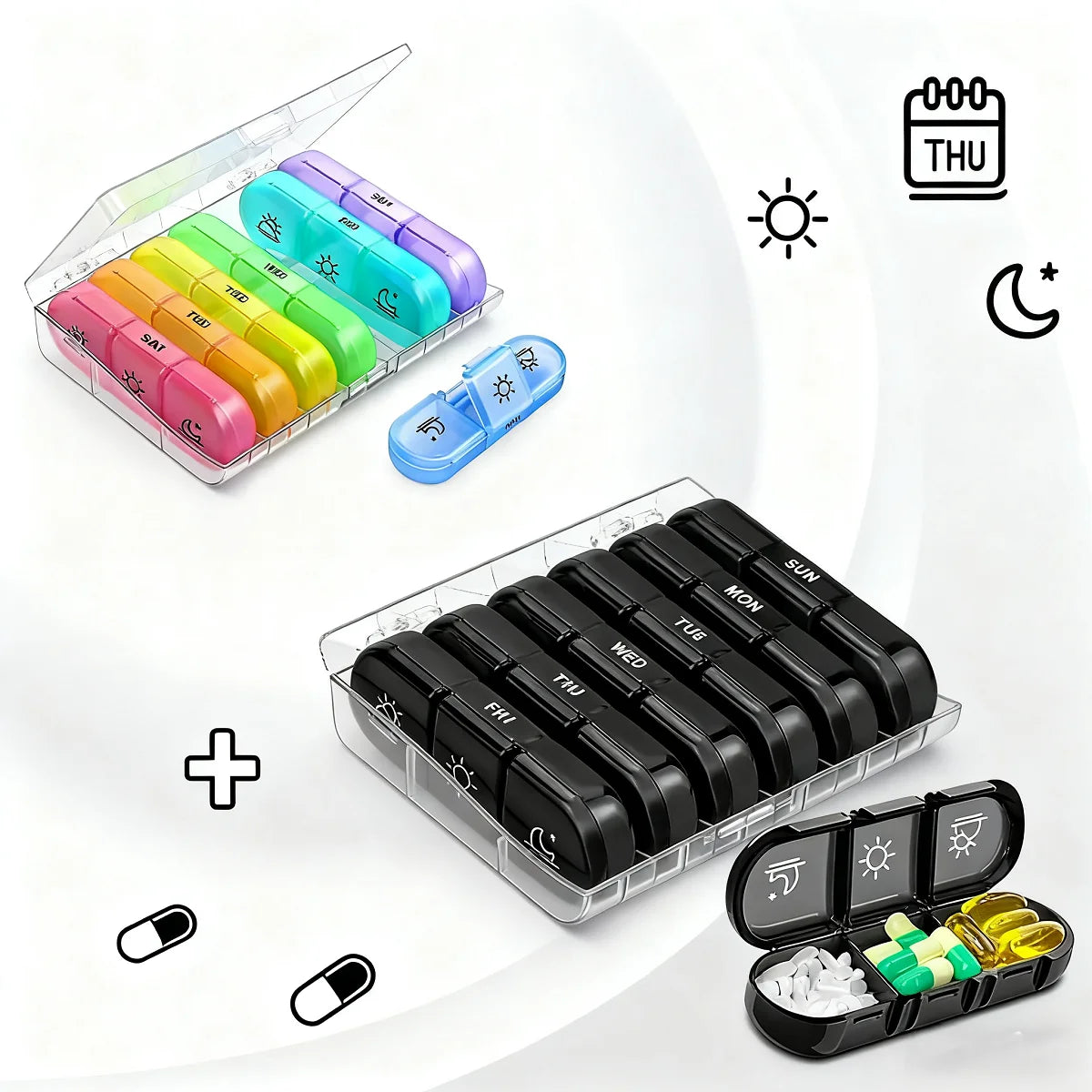 7-Day Pill Organizer with 21 Compartments – 3 Times Daily Medication Case