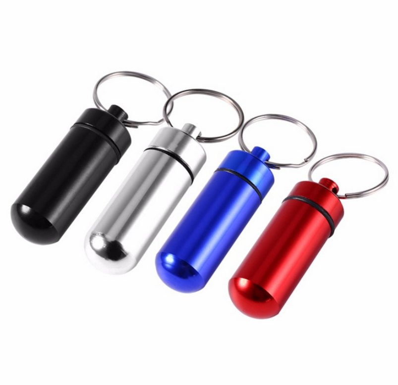 Mini Waterproof Pill Bottle Keychain Holder